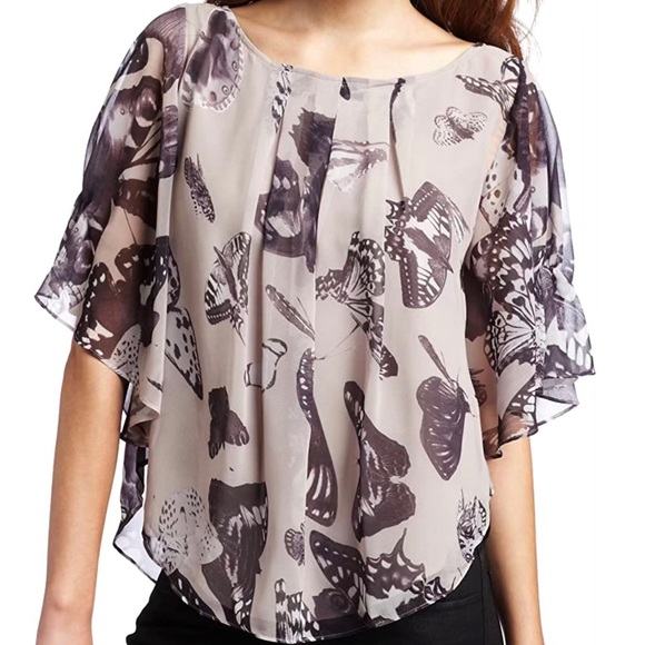 🦋 Ted Baker London, Capra Butterfly Batwing Ruffled Blouse - Picture 7 of 16